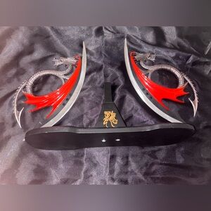Red and Silver Dragon Blade Set
